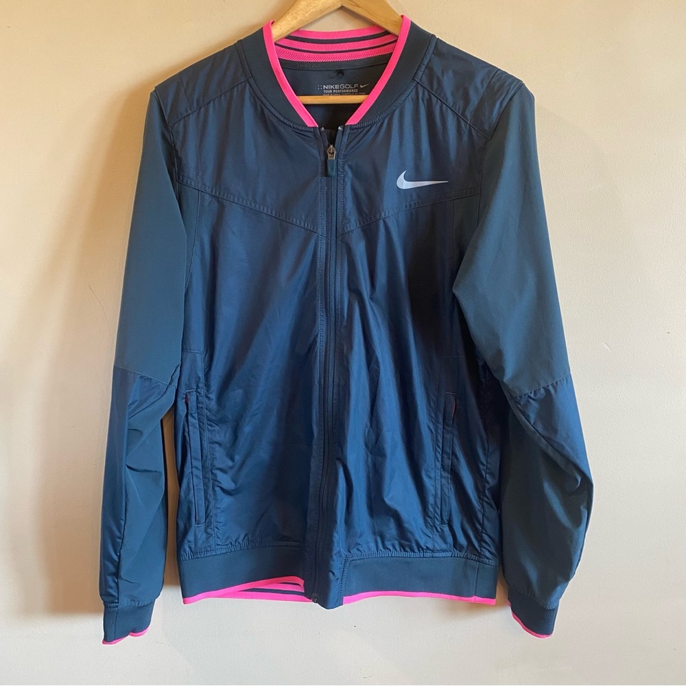 - Men’s Size Small Nike Golf Tour Performance Blue and Pink Jacket